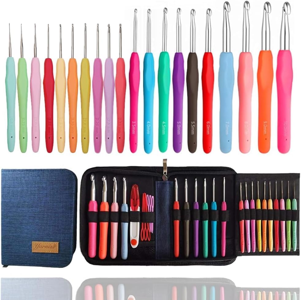 Yarniss Crochet Hooks,14 Size Ergonomic Crochet Hooks Set 2mm(B)-10mm(N)