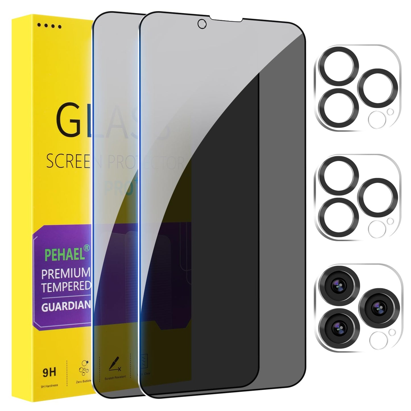 PEHAEL for iPhone 16 Pro Max Privacy Screen Protector+Camera Lens Protector