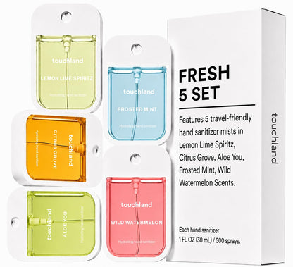 Touchland Top 5 Hydrating Hand Sanitizer Spray Set Travel Size