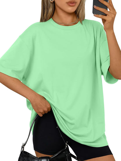 Trendy Queen Womens Oversized T-Shirts Short Sleeve Crew Neck Summer Tops