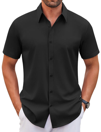 COOFANDY Men's Stretch Dress Shirts Short Sleeve Wrinkle Free Casual Button Down Shirts