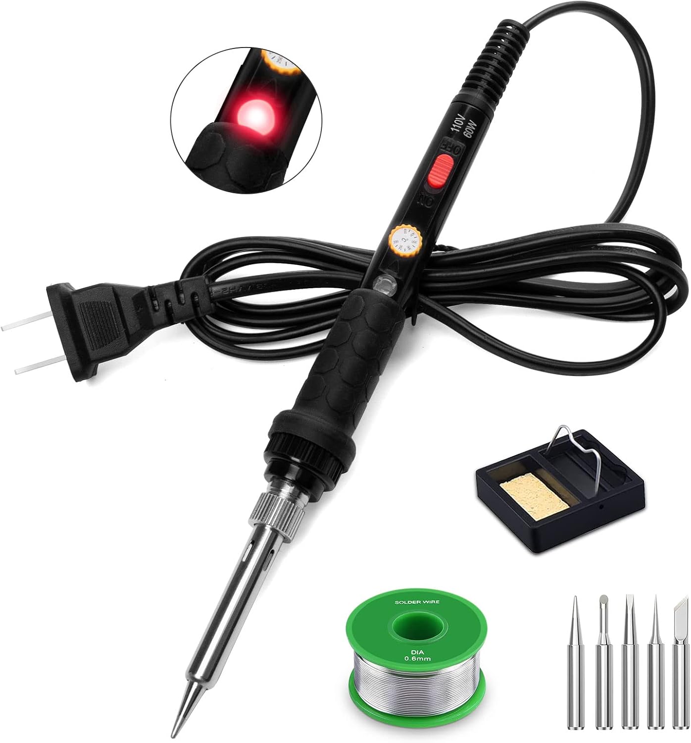 Soldering Iron, 60W 110V Adjustable Temperature Soldering Iron Pen, Portable Welding Tool, Fast Heating, for Electronic Repair, Jewelry, DIY