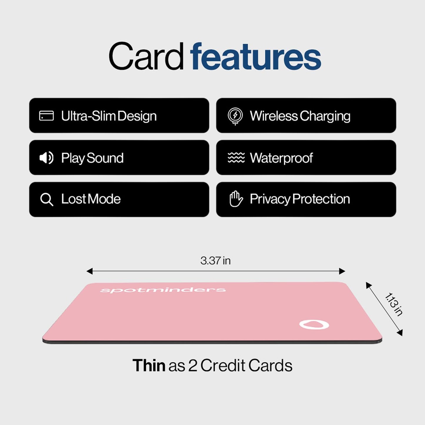 SPOTMINDERS Apple MFi Certified Wallet Tracking Card Black 4-Pack Travel Gifts for Him Works with Apple Find My Rechargeable Tracker IP68 Waterproof 0.07" Slim iPhone Item Finder for Luggage Passport