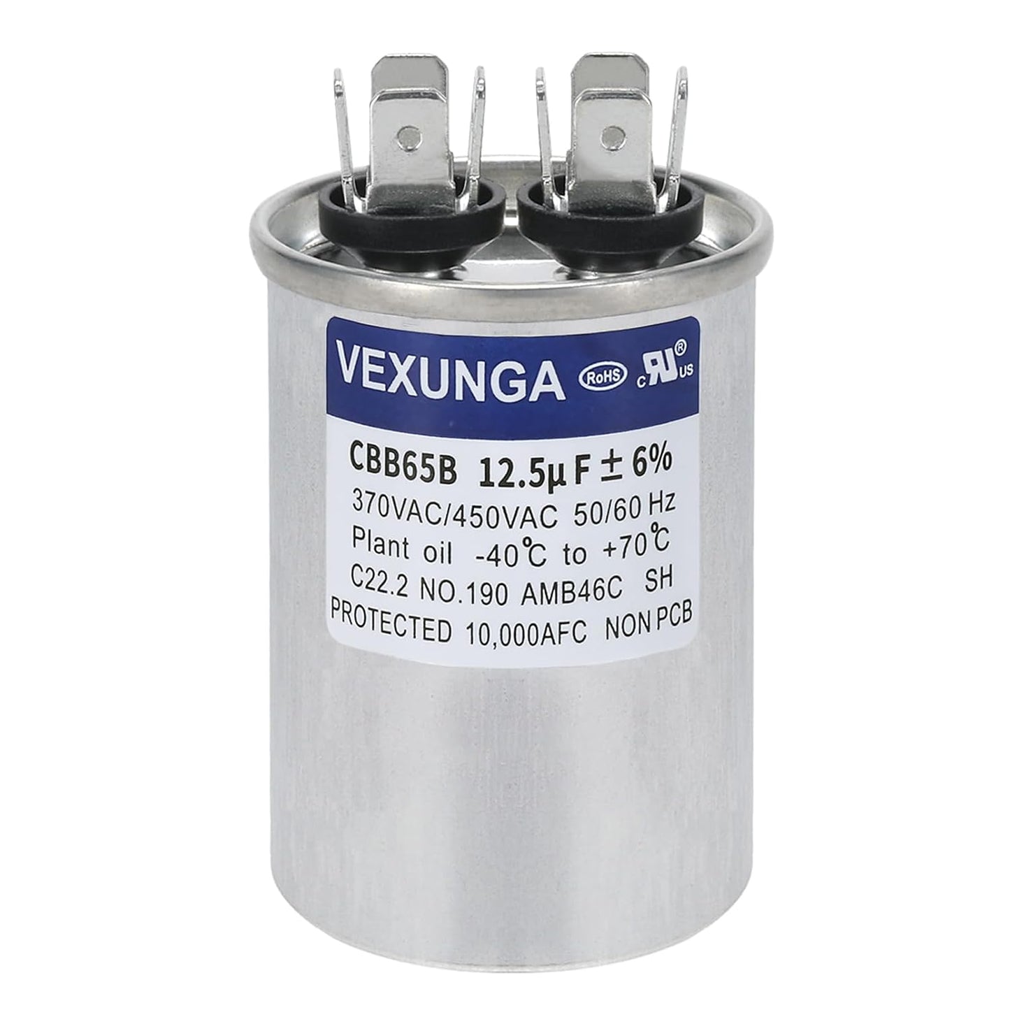 VEXUNGA 5uF 370/440VAC 50/60Hz CBB65 CBB65A Oval Run Start Capacitor 5 MFD 370V/440V Air Conditioner Capacitors for AC Unit Fan Motor Start or Pool Pump or Air Condenser Straight Cool