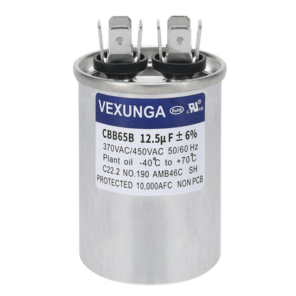 VEXUNGA 5uF 370/440VAC 50/60Hz CBB65 CBB65A Oval Run Start Capacitor 5 MFD 370V/440V Air Conditioner Capacitors for AC Unit Fan Motor Start or Pool Pump or Air Condenser Straight Cool