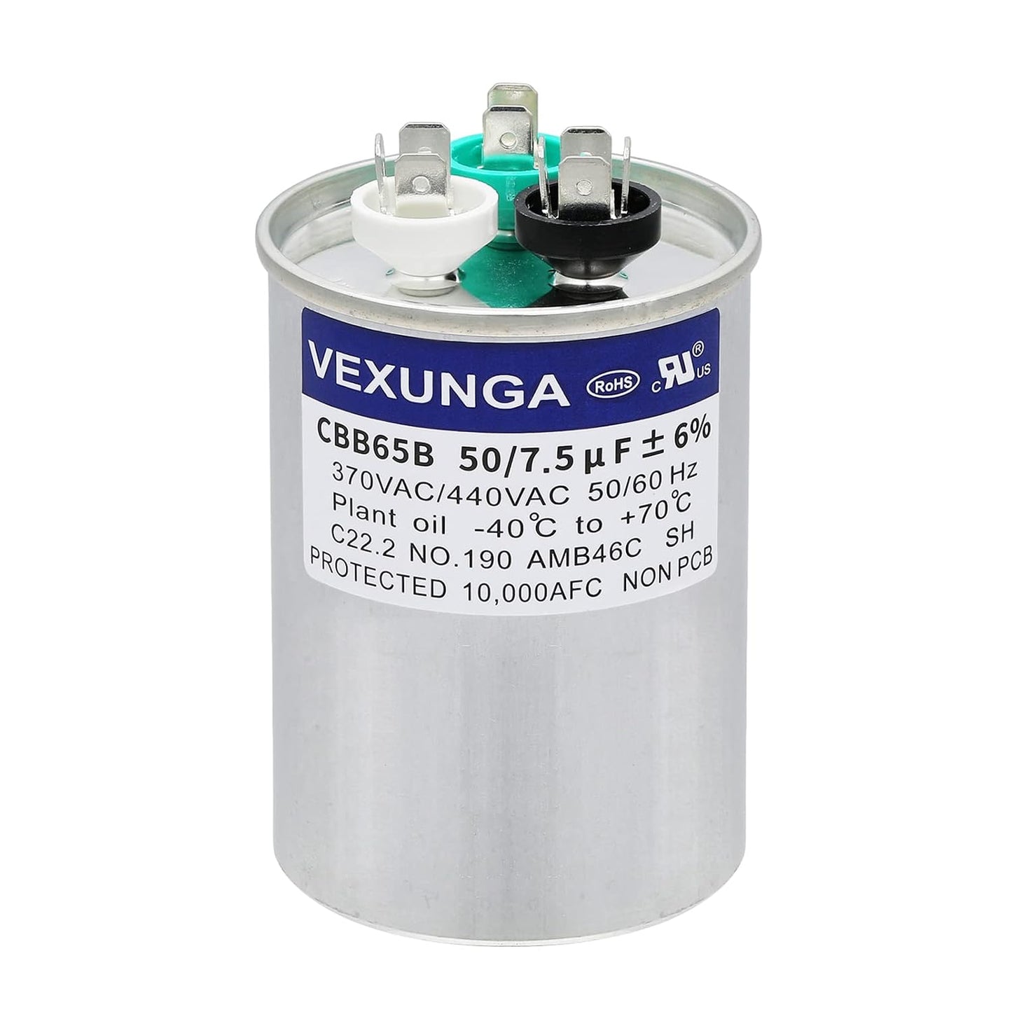 VEXUNGA 5uF 370/440VAC 50/60Hz CBB65 CBB65A Oval Run Start Capacitor 5 MFD 370V/440V Air Conditioner Capacitors for AC Unit Fan Motor Start or Pool Pump or Air Condenser Straight Cool