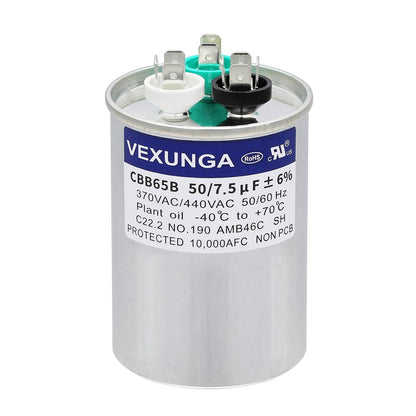 VEXUNGA 5uF 370/440VAC 50/60Hz CBB65 CBB65A Oval Run Start Capacitor 5 MFD 370V/440V Air Conditioner Capacitors for AC Unit Fan Motor Start or Pool Pump or Air Condenser Straight Cool