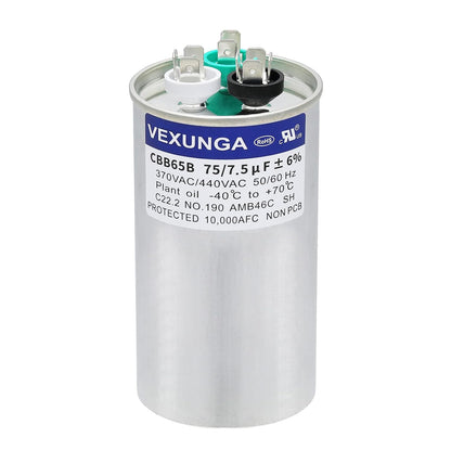 VEXUNGA 5uF 370/440VAC 50/60Hz CBB65 CBB65A Oval Run Start Capacitor 5 MFD 370V/440V Air Conditioner Capacitors for AC Unit Fan Motor Start or Pool Pump or Air Condenser Straight Cool