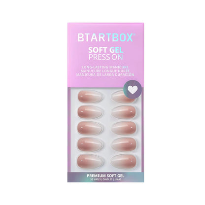 BTArtbox Press On Nails, Vanilla Cream, Short Square, Ombre Peach, 32Ct