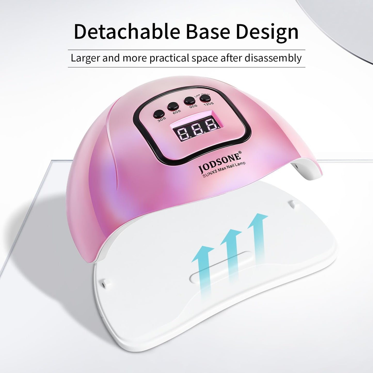 JODSONE U V LED Nail Lamp with Base Coat Top Coat Set, Nail Dryer for Gel Polish for Nails with Automatic Sensor & 4 Timers