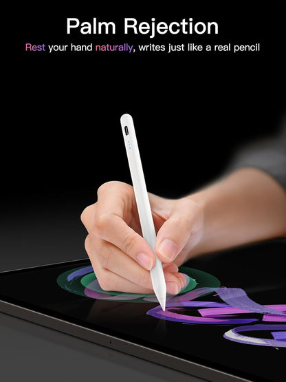 Stylus Pen for ipad 2018-2026, USB-C Fast Charging Pencil, Pixel-Perfect Tilt Sensitivity for iPad 11/10/9/8/7/6/A16, iPad mini 7/6/5, iPad Air M4/3/2 11"/13"/5/4/3, iPad Pro M5/4 13"/12.9″/11″ Black