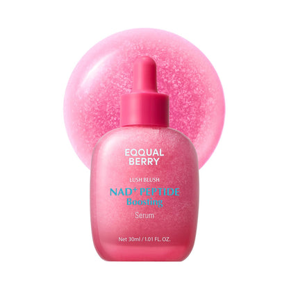 EQQUALBERRY NAD+ Peptide Boosting Serum | 14 Peptide Serum for Face, Neck & Body | Vegan Collagen & Pink Serum for Anti-Aging, Firming & Lifting | Korean Skincare (1.01 oz / 30ml)