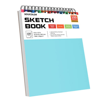 Soucolor Sketch Book 9" x 12", 100 Sheets Kids Art Sketchbook Drawing Pad