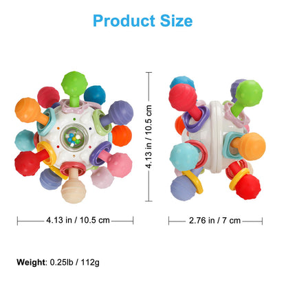 Baby Montessori Sensory Teething Toy 0-6 6-12 Months, Teether Ball & Rattle