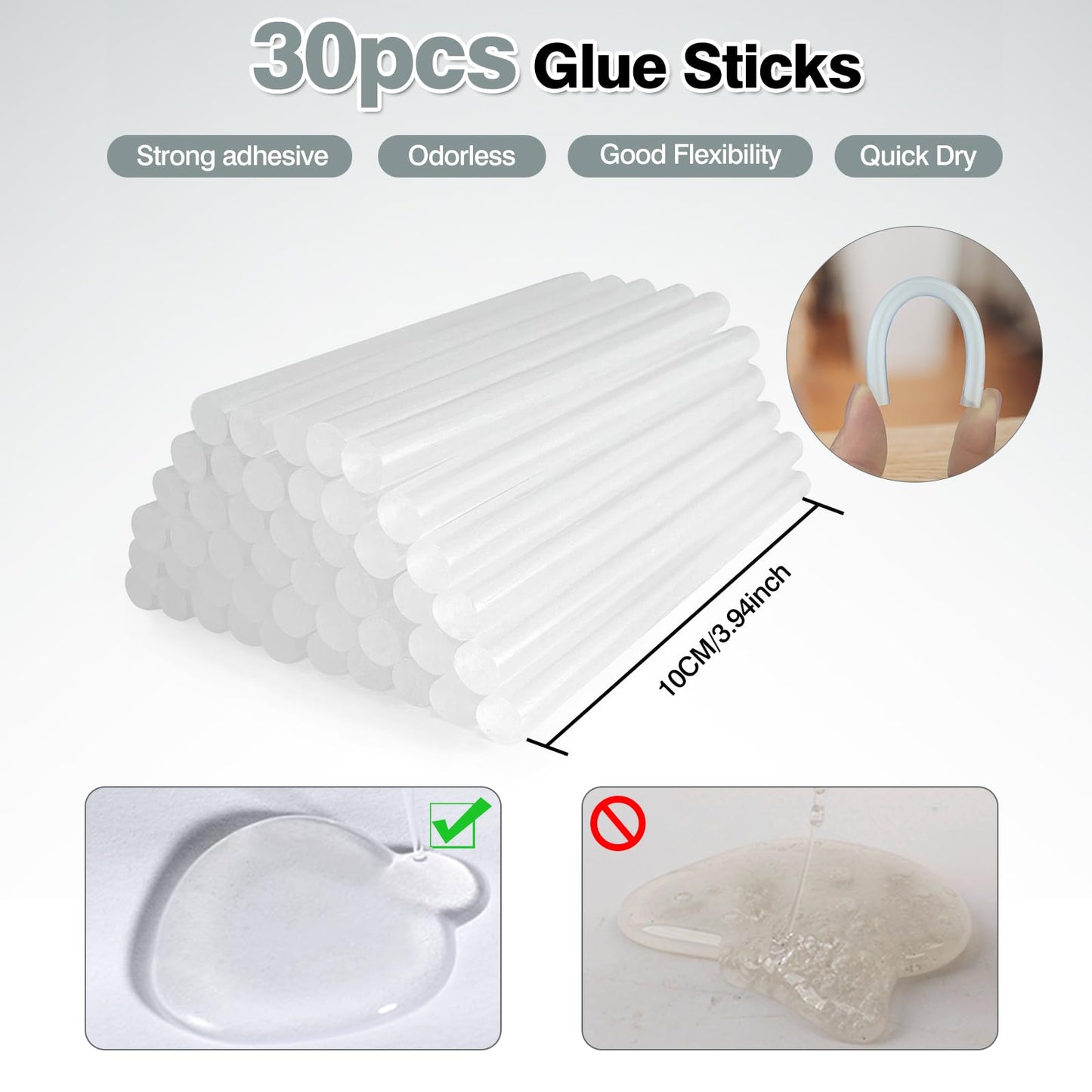 SHJADE Hot Glue Gun with 30 Glue Sticks, 20W Mini Hot Melt Gun Kit(White)