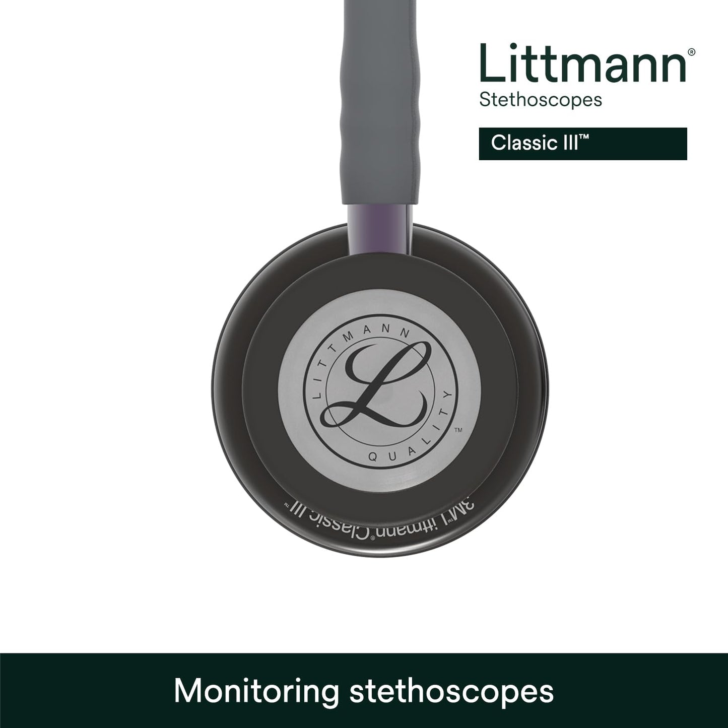 3M Littmann Classic III Monitoring Stethoscope, 5803, More Than 2X as Loud, Weighs Less, Stainless Steel Black-Finish Chestpiece, 27" Black Tube, Stem and Headset