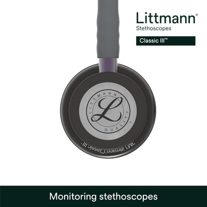 3M Littmann Classic III Monitoring Stethoscope, 5803, More Than 2X as Loud, Weighs Less, Stainless Steel Black-Finish Chestpiece, 27" Black Tube, Stem and Headset