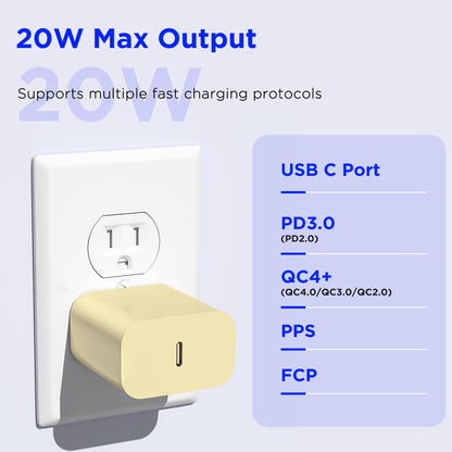 iPhone 17 16 15 Charger Fast Charging,2Pack 20W Apple iPad USB C Wall Charger Block with 6FT USB C to C Cable for iPhone 17/Pro/Pro Max/17 Air/ 16/16 Pro/16 Pro Max/15/Plus/Pro/Pro Max