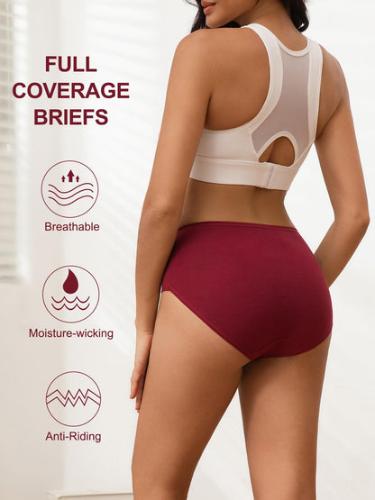 Vevmon Cotton Underwear for Women High Waisted Soft Ladies Panties 5 Pack