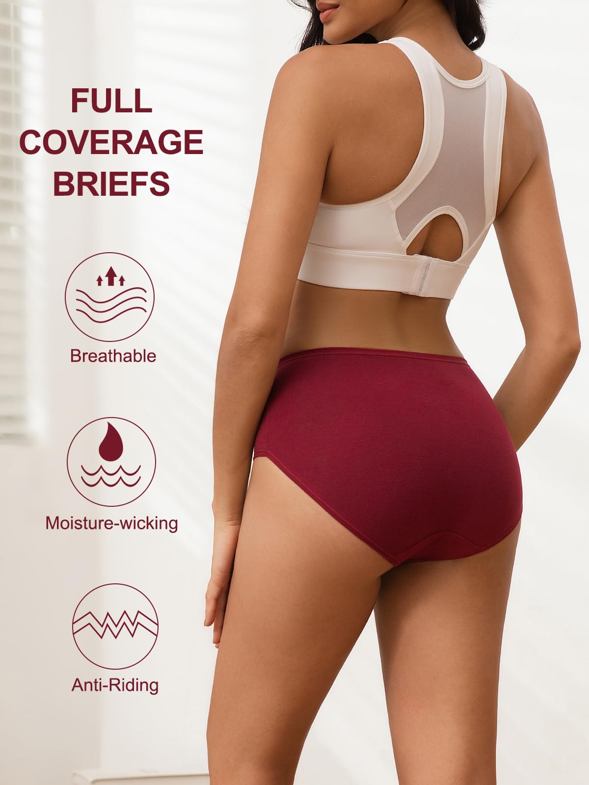 Vevmon Cotton Underwear for Women High Waisted Soft Ladies Panties 5 Pack