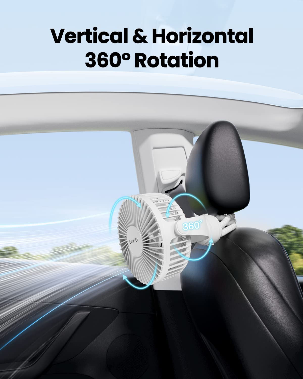 Gaiatop Mini Portable Stroller Fan, Small Clip on Fan 3 Speed Rechargeable