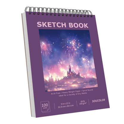 Soucolor Sketch Book 9" x 12", 100 Sheets Kids Art Sketchbook Drawing Pad