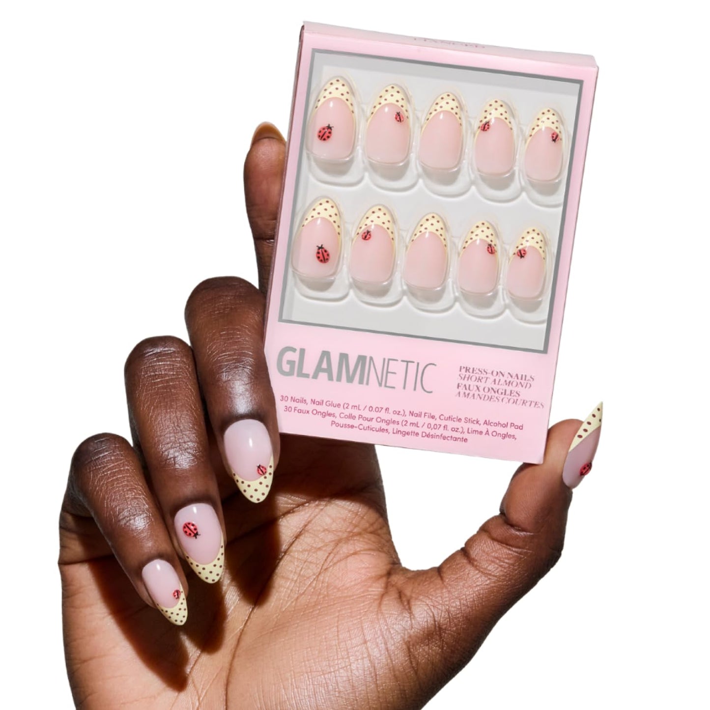 Glamnetic Press On Nails - Short Almond, Glossy Fake Nails 24 Pc Full Kit