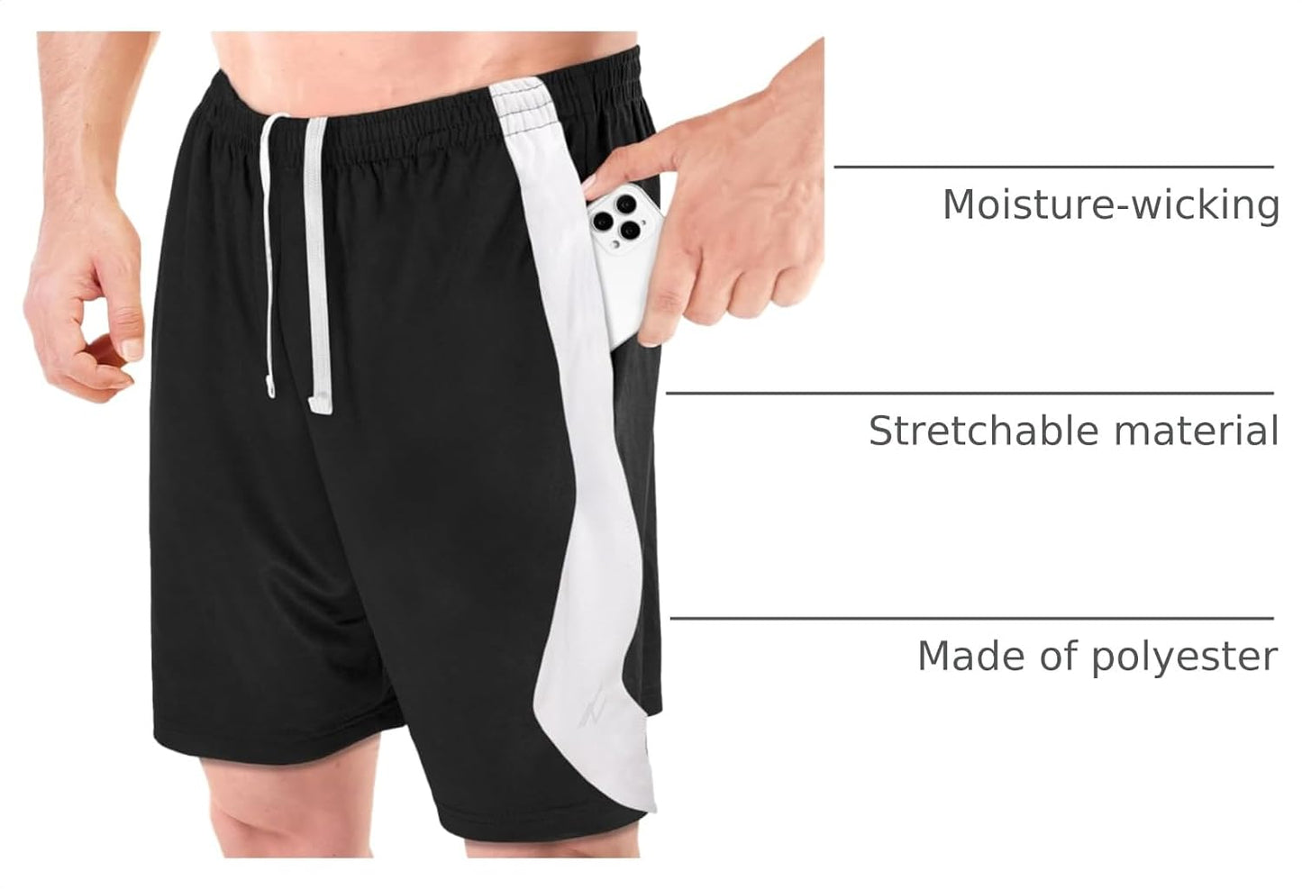 Breathable Mesh Mens Athletic Shorts Loose-Fit Quick Dry Running Gym Shorts