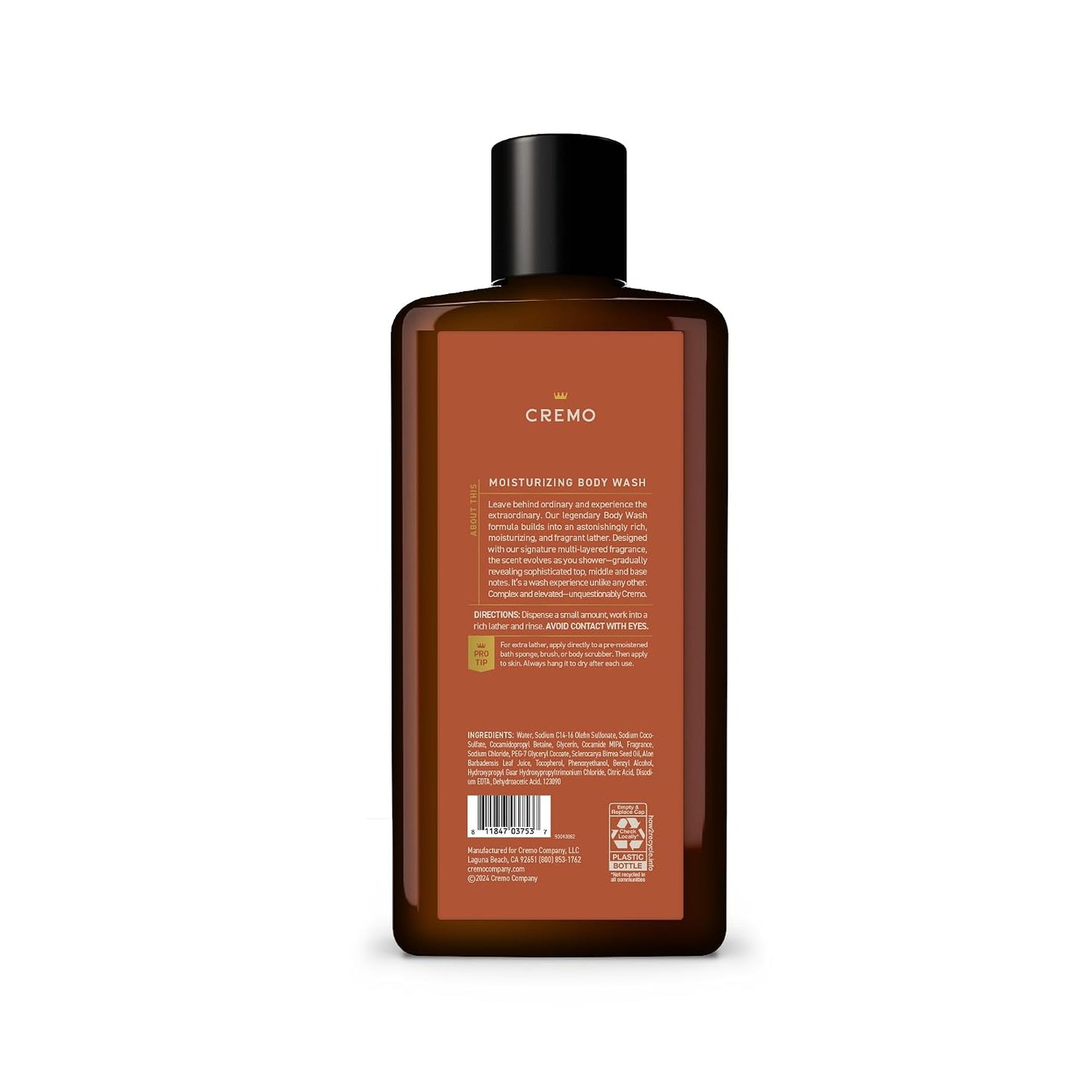 Cremo Body Wash for Men, Cypress Santal, 16 Fl Oz
