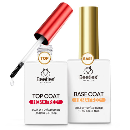 Beetles 2 Pcs 15ml No Wipe Gel Top Coat and Base Coat Set