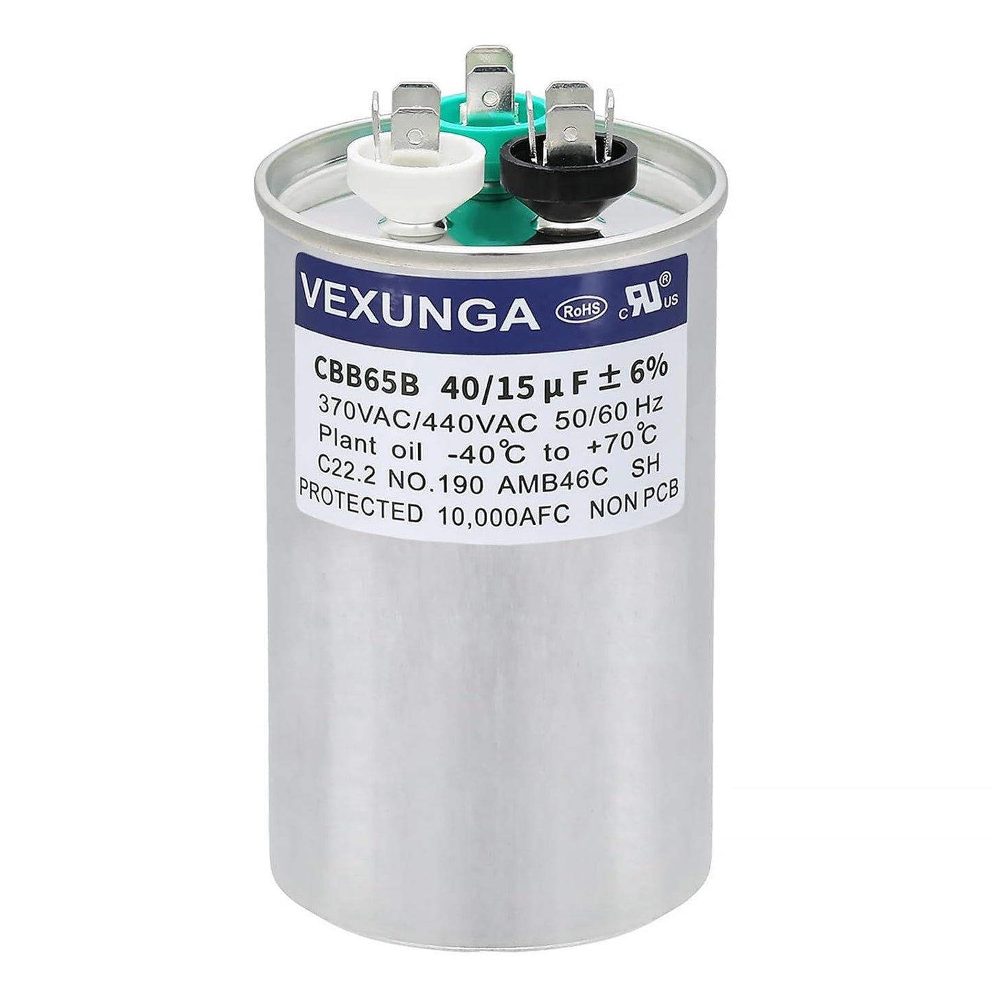 VEXUNGA 5uF 370/440VAC 50/60Hz CBB65 CBB65A Oval Run Start Capacitor 5 MFD 370V/440V Air Conditioner Capacitors for AC Unit Fan Motor Start or Pool Pump or Air Condenser Straight Cool