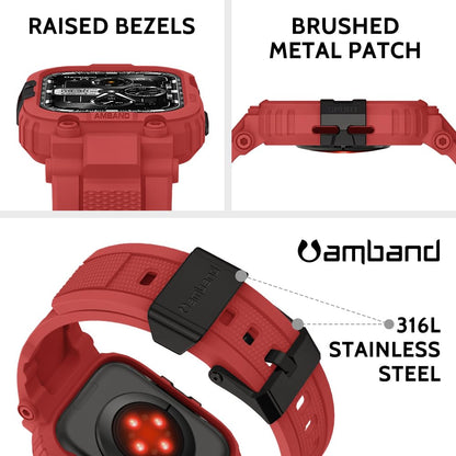 amBand Bands Compatible with Apple Watch 9/8/7/6/5/4 & SE 3/2/1 45mm/44mm Case for Men, M1 Sport Series Rugged Case Protective Cover for iWatch SE3/SE2/6/SE/5/4 44/45 mm Men Black