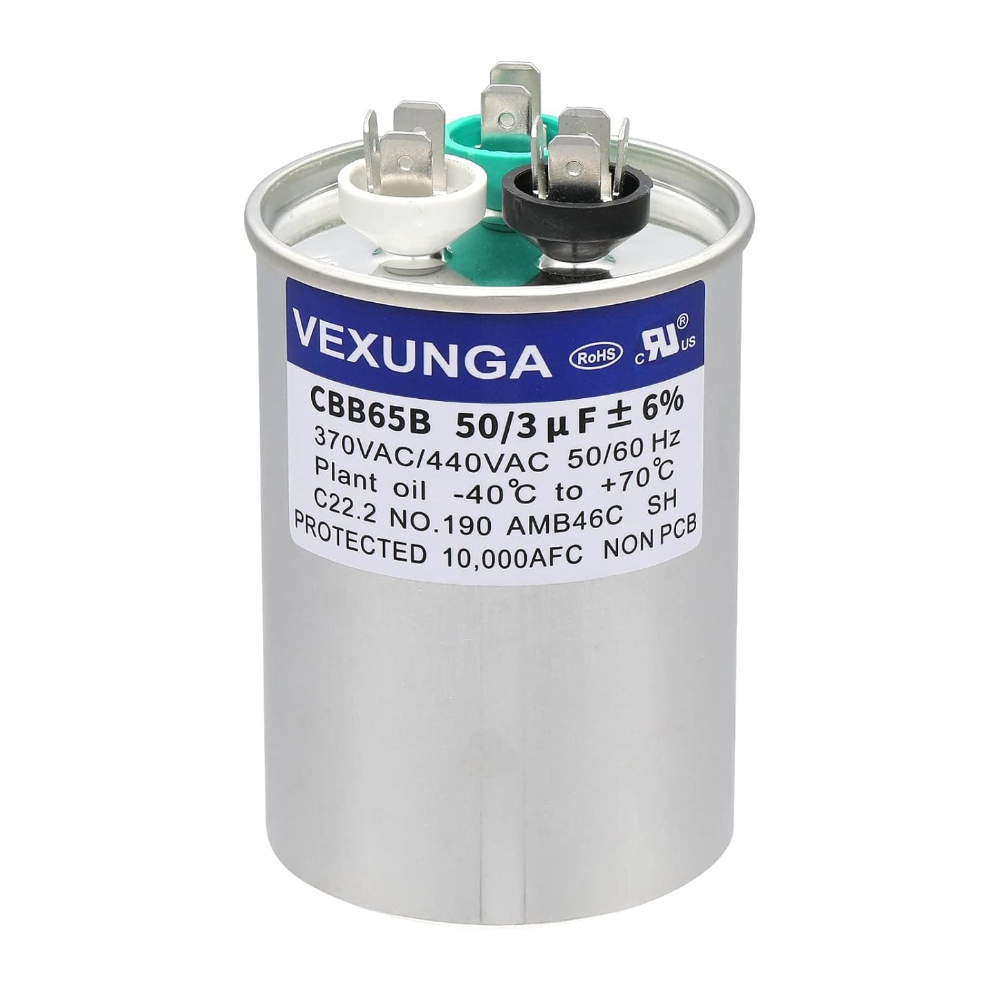 VEXUNGA 5uF 370/440VAC 50/60Hz CBB65 CBB65A Oval Run Start Capacitor 5 MFD 370V/440V Air Conditioner Capacitors for AC Unit Fan Motor Start or Pool Pump or Air Condenser Straight Cool