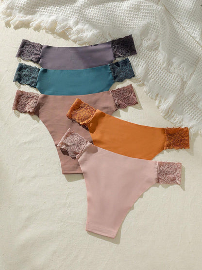 5Pack Contrast Lace Panty Lingerie