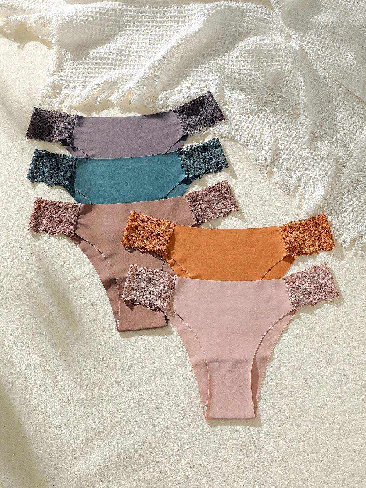 5Pack Contrast Lace Panty Lingerie