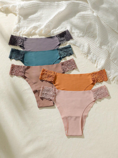 5Pack Contrast Lace Panty Lingerie