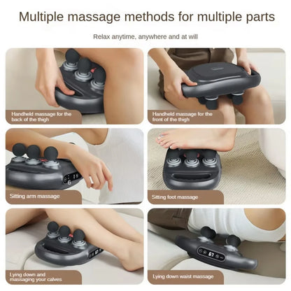 Cordless 6-Head Back Massager – Handheld, 9 Modes, Rechargeable & Portable