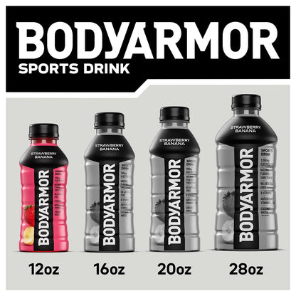 BODYARMOR Sports Drink, Strawberry Banana, Electrolyte Drink Hydration, 12 Fl Oz Bottles (8 Pack), Flavored Coconut Water with B Vitamins & Antioxidants