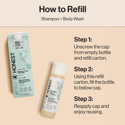 The Honest Company Shampoo & Body Wash, Tear-Free, Fragrance-Free, 10 fl oz