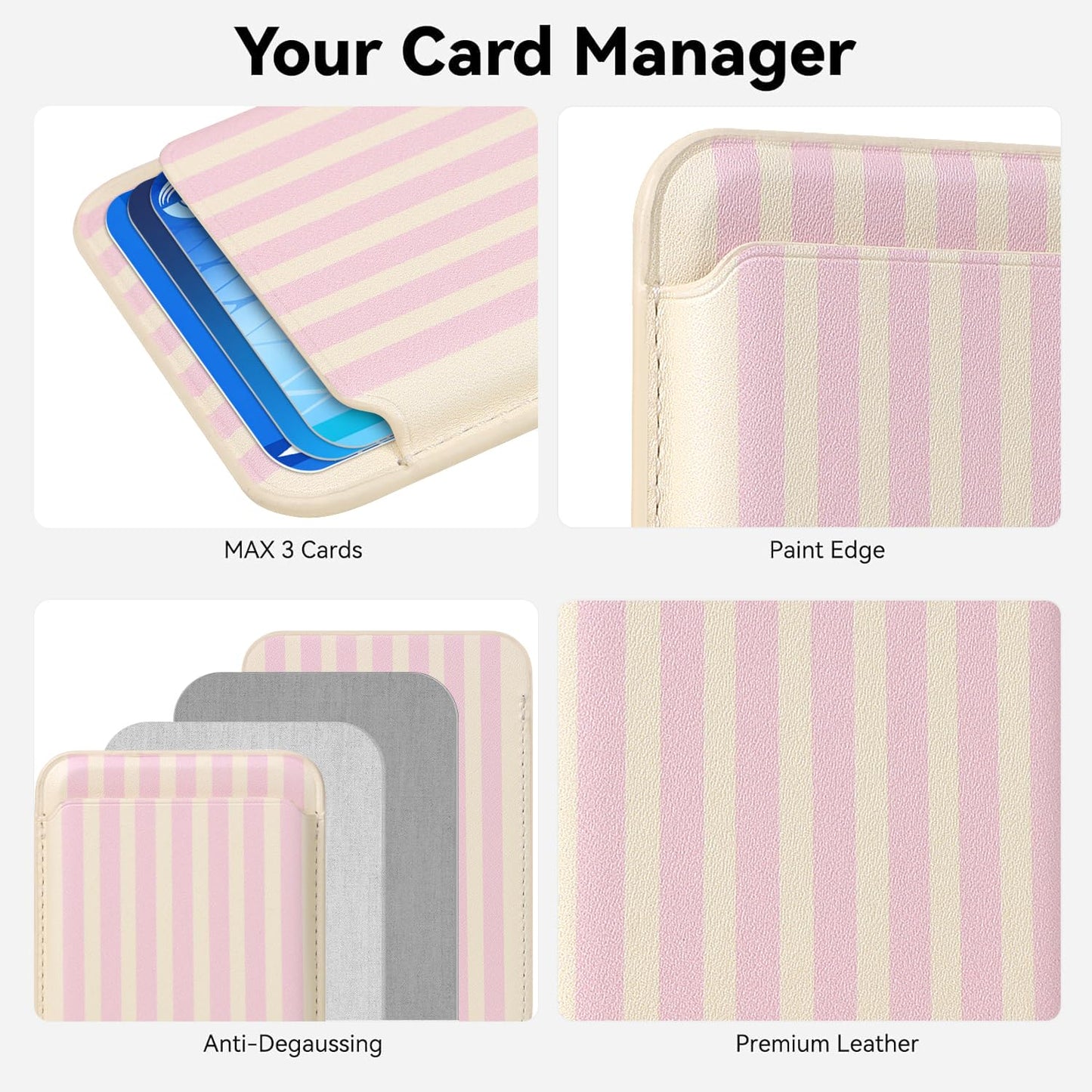 Magnetic Wallet Cell Phone Card Holder for Phone Case with Mag-Safe