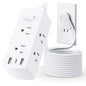 Olcorife Flat Plug Power Strip with 5 FT Extension Cord, 6 Outlets 3 USB Ports(1 USB C), 3 Sided Outlet Extender for Home Office Travel Dorm Room Essentials, White