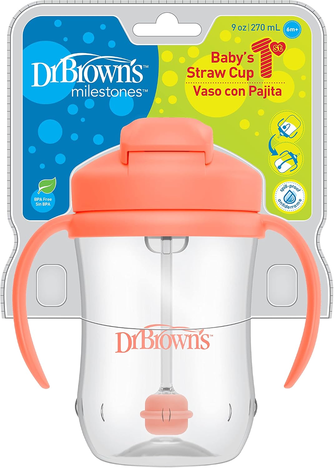 Dr. Brown's Milestones Baby's First Straw Cup, Blue, 1-Pack