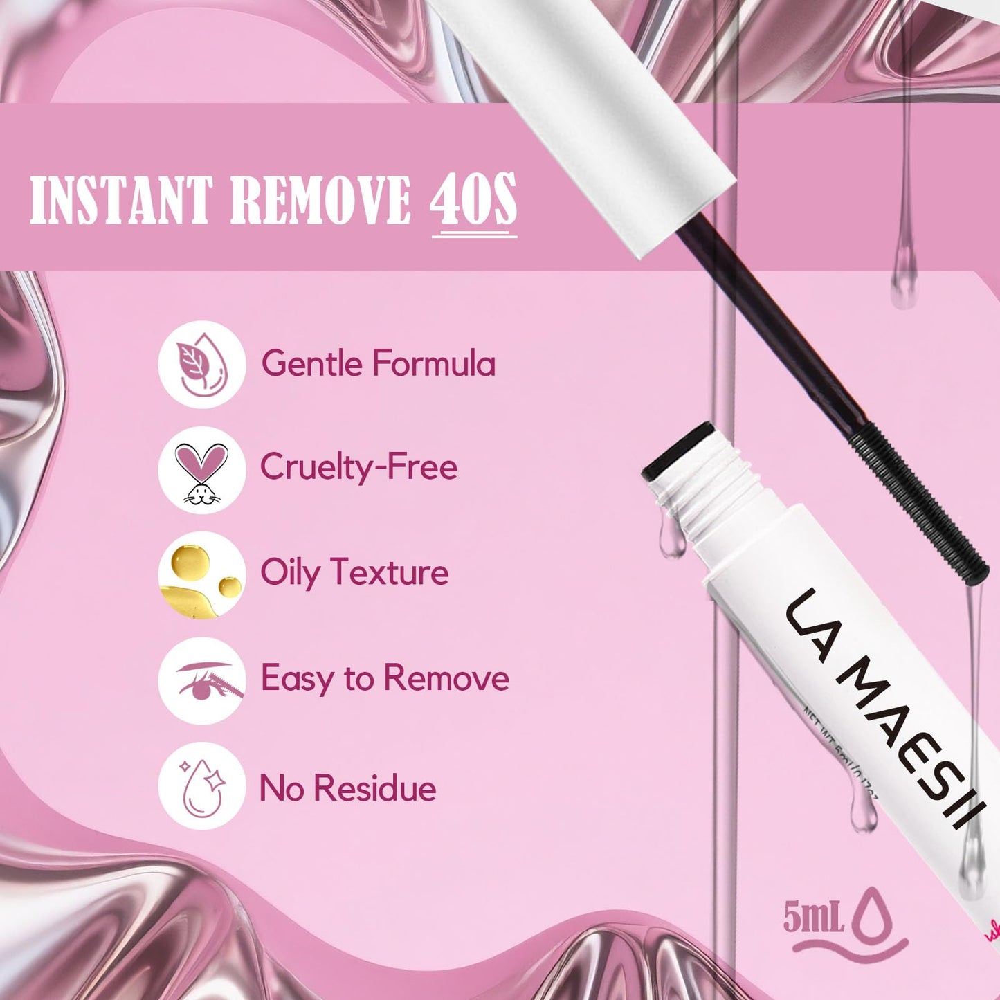 LA MAESII Lash Bond&Seal Remover Kit 3 in 1,Lash Cluster Glue Waterproof