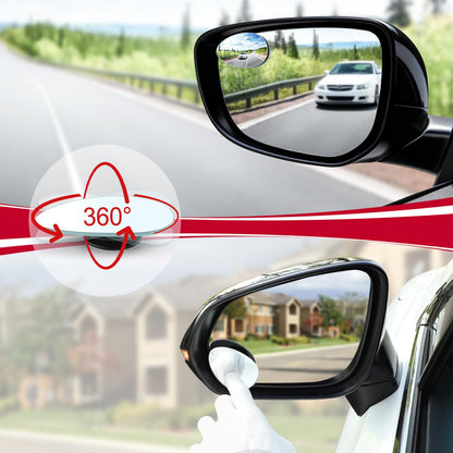 LivTee Blind Spot Mirror, 2" Round HD Glass Frameless Convex Rear View Mirrors Exterior Accessories with Wide Angle Adjustable Stick for Car SUV and Trucks, Pack of 2