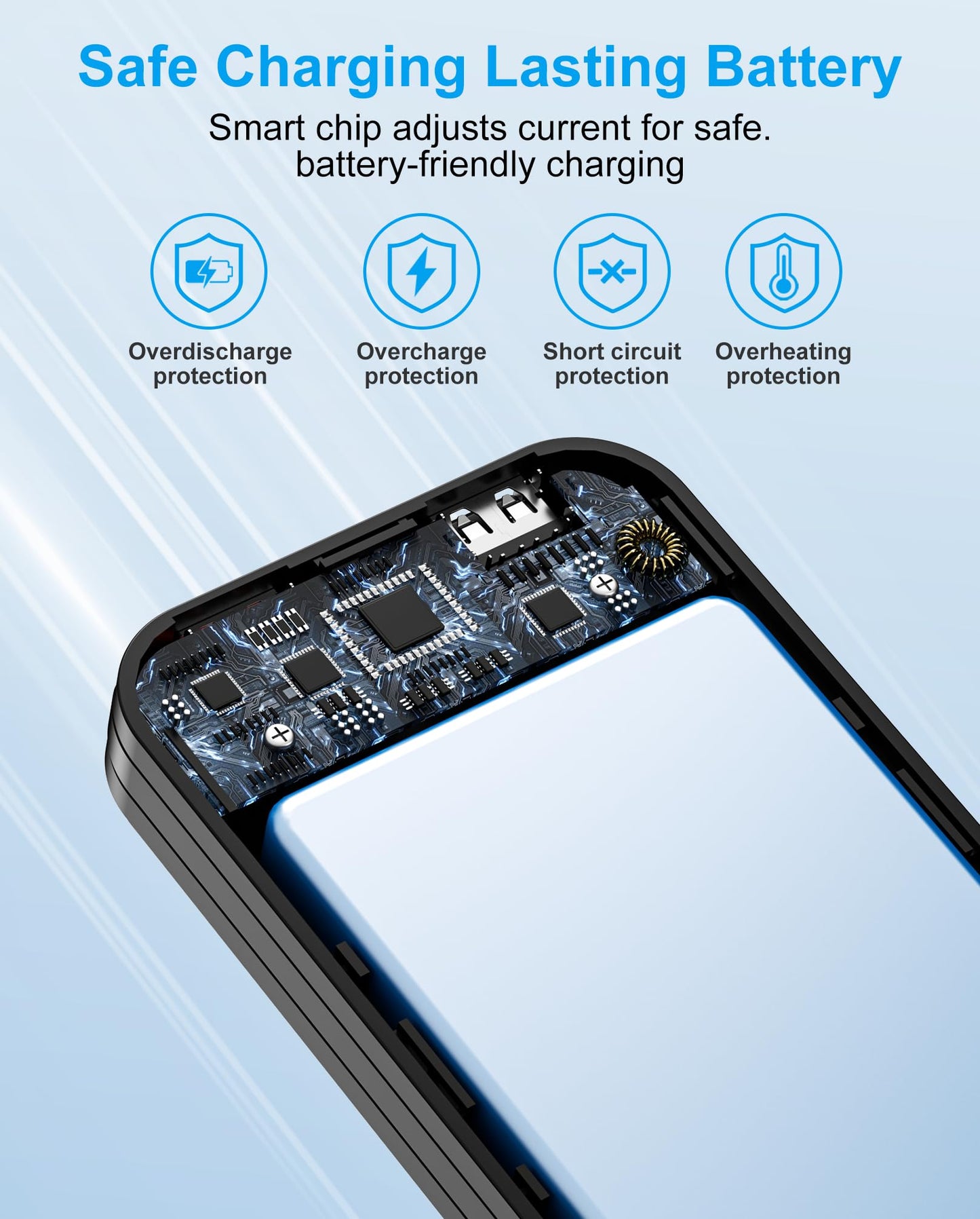 citicr Portable Charger 10000mAh PD20W w/Built-in Cables & Wall Plug White