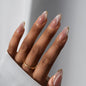 BTArtbox Press On Nails, Cream Puff, Short Almond, Ombre Off White, 32Ct