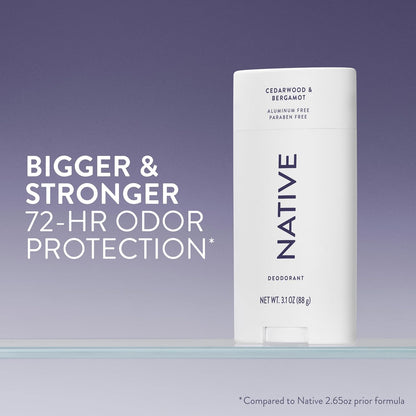 Native Aluminum Free Deodorant, Ocean & Timber, Large Size Stick, 72 Hour Odor Control, for Women & Men, Contains Naturally Derived Ingredients, 3.1 oz