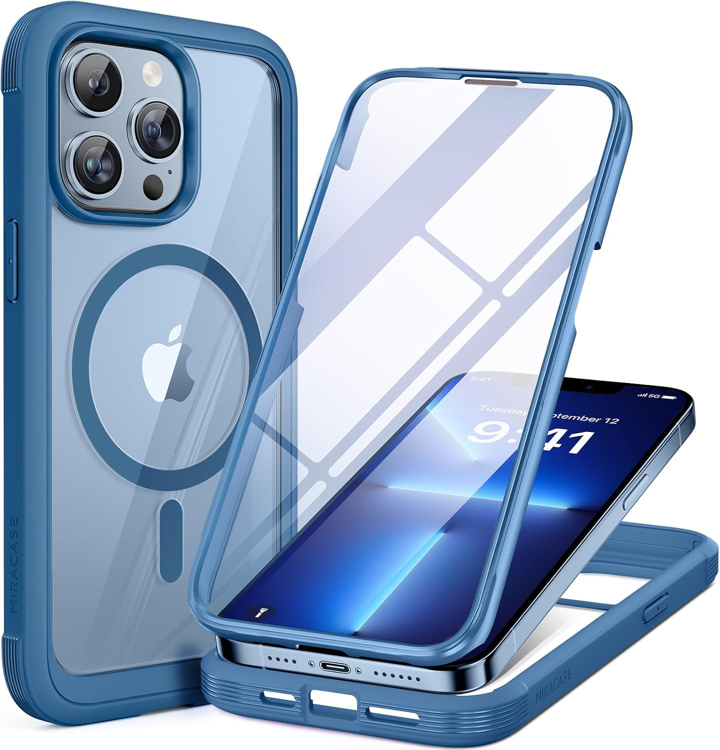 miracase for iPhone 17e Case & iPhone 16e Case, Full-Body Phone with Built-in Glass Screen Protector, [Magnetic with MagSafe] Military Drop Proof 17 E/ 16 E Cover Bumper 6.1 inch, Black