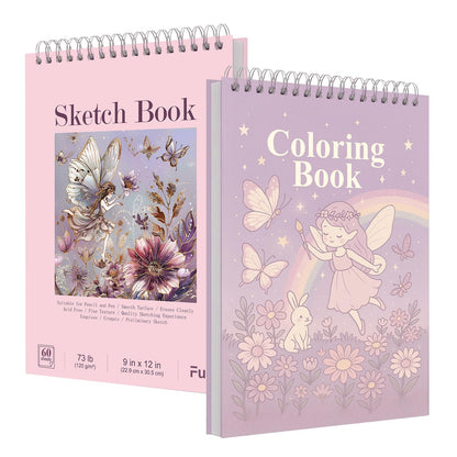 Fuxi 9" x 12" Sketch Book_Top Spiral Bound Sketchbook_100Sheets 68lb/100gsm