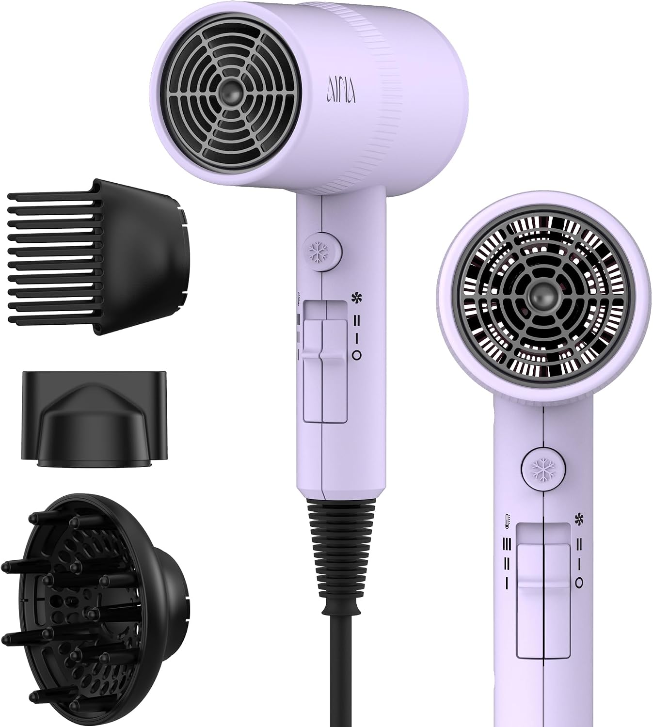 AINA Diffuser Hair Dryer Full-Featured Blow Dryer 110V/1600W(Ash Grey)